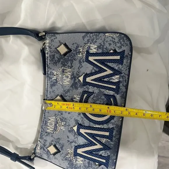 MCM Monogram Blue Canvas Adjustable Shoulder Bag - Picture 3 of 10